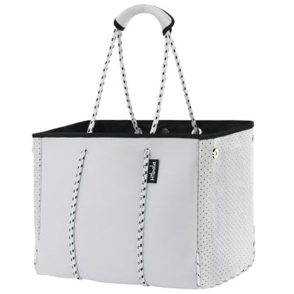 Hibala Neoprene Multipurpose Beach Bag,Gym/Travel/Pool Bag,Tote For Women&Men - color: White