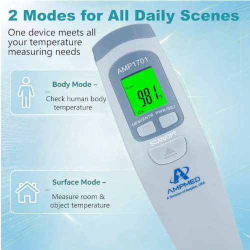Medical Grade Forehead Thermometer | For Adults, Kids, Baby, Non-Contact Digital Infrared Fever Detection - color: Serenity