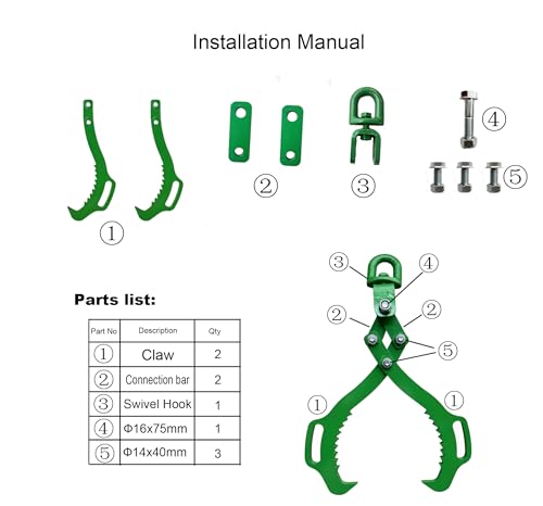 2 Serrated 18in Swivel Claw Hook,Log Lifting Tongs, Heavy Duty Grapple Timber Claw,Lumber Skidding,Log Lifting -18in - size: 18in