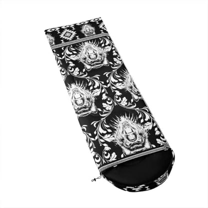 Erosebridal Longhorn Cow Skull Gothic Witchy Damask Sleeping Bag for Kids Camping Blanket for Hiking Travel Hunting Sleep Bag - color: Black and White Grizzly Bear
