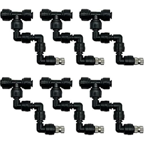 Mister for Reptile Tank, 6PCS Adjustable Misting Nozzles, 360° Reptile Mister Spray Nozzle, Quick Connect Plastic Terrarium Nozzle for Greenhouse Courtyards Gardens Plants