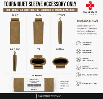 Snakestaff Systems Tourniquet Sleeve – Made in The USA | EDC Tourniquet Holder Pouch | Tactical TQ Holster Case for Duty Belt | Snakeskin Plus - color: Coyote Tan, size: Wide (1.5")