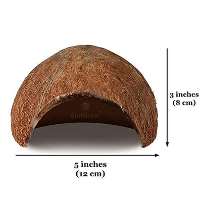 SunGrow Hermit Crab Coconut Cave, Spacious Hide Interior Habitat Comfort Zone, Ascension Coco Shelter Tank Decor Utility, Aquarium Terrarium Accessory Reptile Compatible Enclosure Feature Design