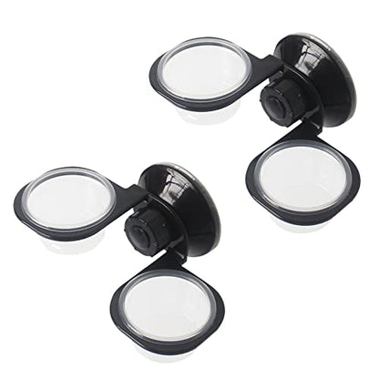 2 Pack Reptile Feeder Gecko Lizard Feeding Cup with Suction Cup, Reptile Food Water Feeder Dish with 6 pcs Cups for Geckos,Chameleon Lizard (Double(Black)) - size: Double(BLACK)