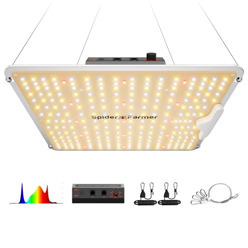 Spider Farmer SF1000 LED Grow Lights for Indoor Plants in 2x2/3x3 Grow Tent | 100W Dimmable Full Spectrum Grow Light, New-Gen High-Efficiency Diodes 2.5 PPE System for Seed Starting, Vegetables & Bloom - size: 2x2