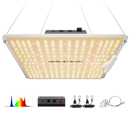 Spider Farmer SF1000 LED Grow Lights for Indoor Plants in 2x2/3x3 Grow Tent | 100W Dimmable Full Spectrum Grow Light, New-Gen High-Efficiency Diodes 2.5 PPE System for Seed Starting, Vegetables & Bloom - size: 2x2