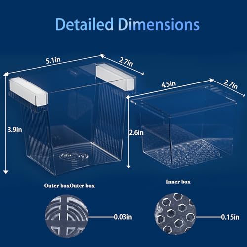 WEAVERBIRD Aquarium Fish Breeder Box, Acrylic Square Isolation Hatchery | Fish Isolation Breeding, Hatching Incubator, For Baby Fish Shrimp Clownfish Guppy - size: Square