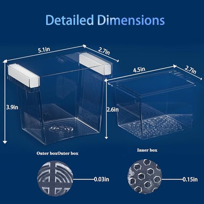 WEAVERBIRD Aquarium Fish Breeder Box, Acrylic Square Isolation Hatchery | Fish Isolation Breeding, Hatching Incubator, For Baby Fish Shrimp Clownfish Guppy - size: Square