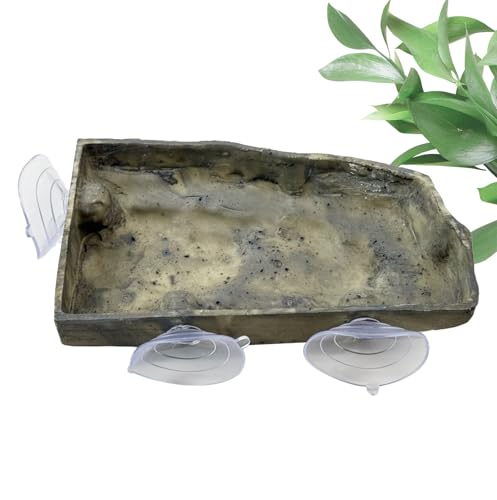Turtle Floating Basking Platform Terrace Turtle Basking Platform with 3 Suction Cups Resin Turtles Basking Rock Float Resting Terrace for Frogs (Grey) - color: 【Grey】
