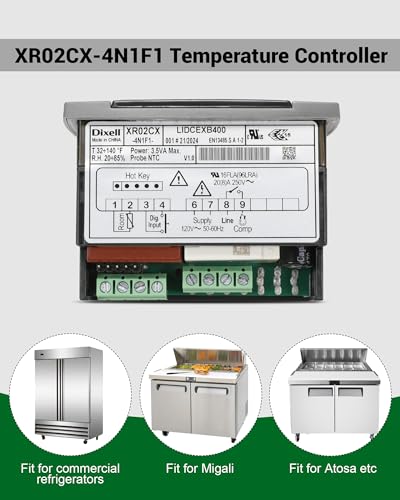 for Dixell XR02CX-4N1F1 Temperature Controller, Replace for Dixell Temperature Controller Fit for 120V 50-60hz Commercial Refrigerators/Freezer, with Temperature Sensor Probes & Clasp - size: XR02CX-4N1F1