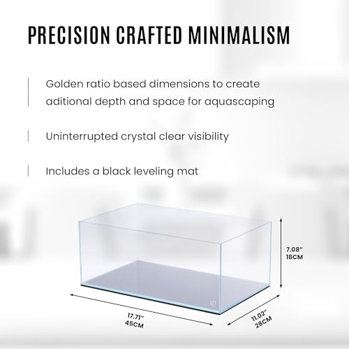 UNS Ultra Clear Rimless Tank - 5.9GAL | 22.6L - 17.71x11.02x7.08 | 45x28x18 CM, 5mm Glass Thickness, Leveling Mat Included - Low Iron, High Clarity Fish Tank w/ 45° Mitered Edge - [45S] - size: [45S] - 5.9 Gal - 17.71 x 11.02 x 7.08 in