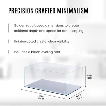 UNS Ultra Clear Rimless Tank - 5.9GAL | 22.6L - 17.71x11.02x7.08 | 45x28x18 CM, 5mm Glass Thickness, Leveling Mat Included - Low Iron, High Clarity Fish Tank w/ 45° Mitered Edge - [45S] - size: [45S] - 5.9 Gal - 17.71 x 11.02 x 7.08 in