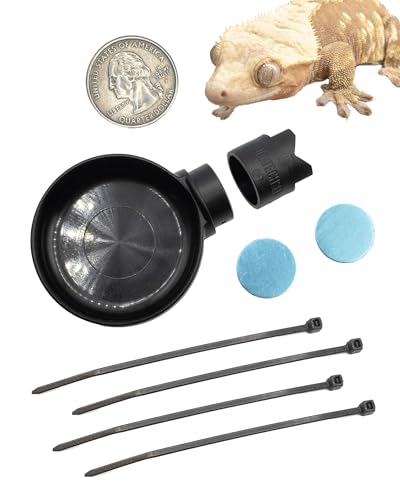 Pangea Microdish Kit for Crested Gecko Food 2.75in x 2.6in (L Branch Mount) | Small Dish for Anoles and other Reptiles, Zip Tie Attachment Water Bowl - size: L Branch Mount