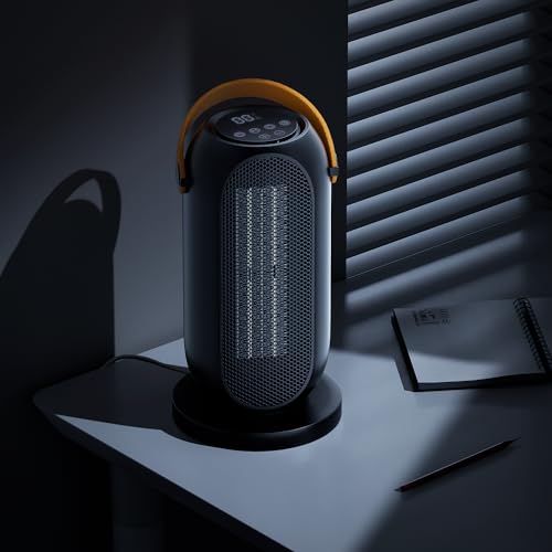 Magshion Portable Electric Heater Small Mini Heaters Indoor Use, 3 Modes Thermostat, 12h Timer Portable Personal Heater PTC Rapid Heater Quick Safety Heating for Office Room Desk Home - size: Round - 1200W - Button