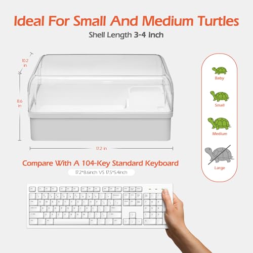 AZV Turtle Tank Starter Habitat Kit,Complete Aquatic Terrarium Enclosure with Filter,Basking Platform with Hideout,Multi-Function Area,Drainage,Plants and Lamps and AZV All in One Turtle Tank Kit