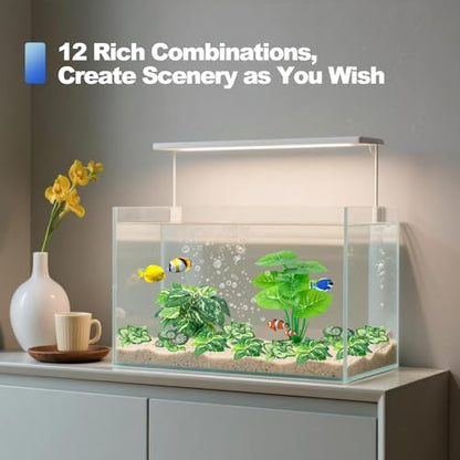 CousDUoBe 12 Pcs Betta Fish Tank Decor，Silk Aquarium Plants Green Fish Tanks Decoration Plants, Aquarium Decorations Green Plants - size: 12 Pcs Silk Aquarium Plants（Style A）