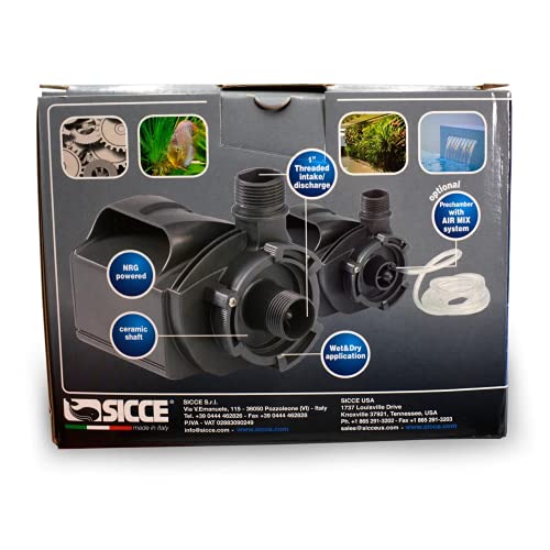 Sicce Multi Quiet 4000 Submersible Water Pump 990 GPH Adjustable Flow for Aquariums, Pond, Water Garden & Hydroponics - size: 990 GPH