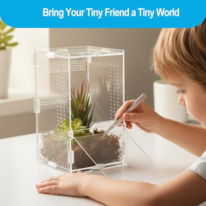 Jumping Spider Enclosure, Arboreal Tarantula Enclosure, Praying Mantis Terrarium Critter Cage for Jumping Spider, Tarantula Slings, Snail, Isopods, Beetles, Millipedes, Springtails - size: Small