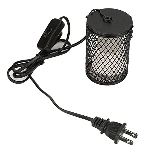 Ceramic Heat Emitter Lamp, 100W Black Heater Bulb with Power Switch, Anti-Biting Hook for Pet Brooder, Chicken Coop, Lizard, Snake, Aquarium, 110-120V