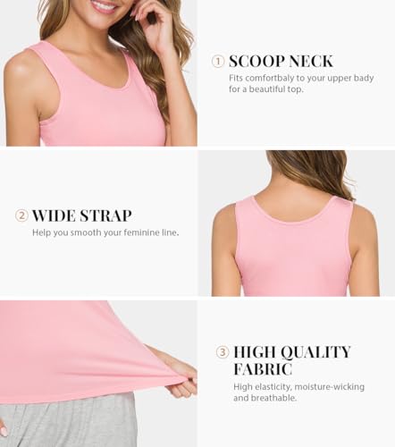 Vislivin Tank Tops for Woman Sleeveless Basic Undershirt Layering Tanks - color: 4 Pack-black/Gray/White/Pink, size: X-Large