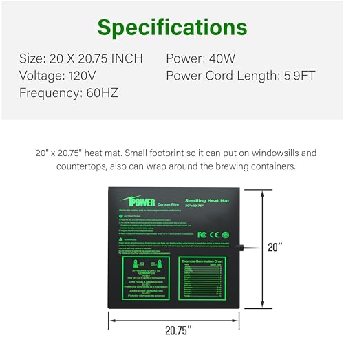 iPower 2 Pack 20" x 20.75" Seeding Heat Mat with Thermostat Temperature Adjustable Knob Durable Hydroponic Warm Plant Germination Starting Pad, Black - size: 20" x 20.75"(x2), style: with Adjustable Knob
