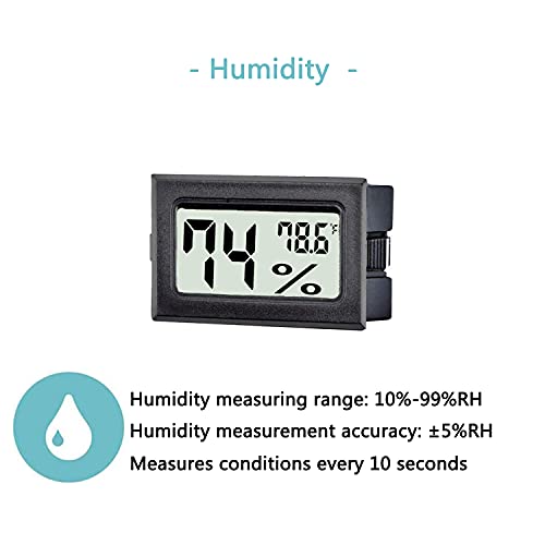 12 Pack Mini Digital Thermometer Hygrometer Indoor Temperature and Humidity Gauge Meter Monitor Fahrenheit (℉) for Humidor,Greenhouse,Reptile Tank,Home,Jars