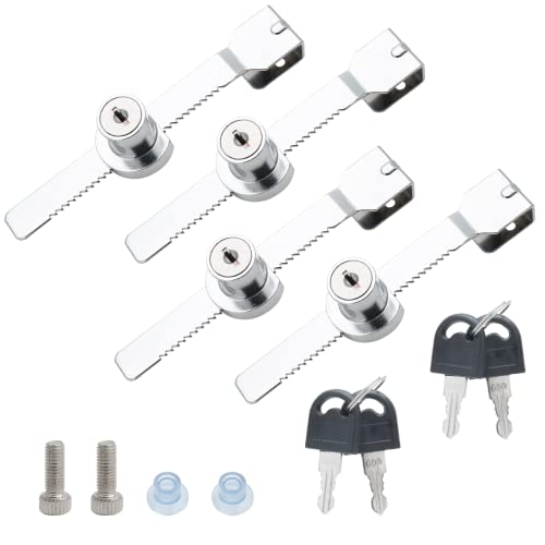 4 Pack Sliding Glass Door Lock, Keyed Alike Showcase Display Case | Zinc Alloy Chrome-Plated, Fits 2-6mm Glass, 8 Keys Included, For Terrarium Vivarium Retail Cabinet - size: 5.56 inch / 141mm - 4 Pack