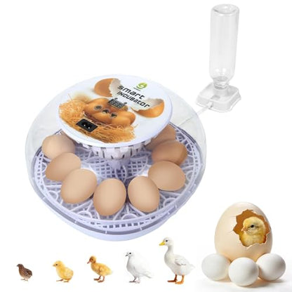 Gen I - 12 Egg Automatic Incubator, Steady Humidity with Auto-Refill, Stable Temp Control, Auto Egg Turning, Candler, Real-Time Display for Hatching Chicken, Goose, Duck, Quail, Pigeon, and Turkey - size: 12 egg-white
