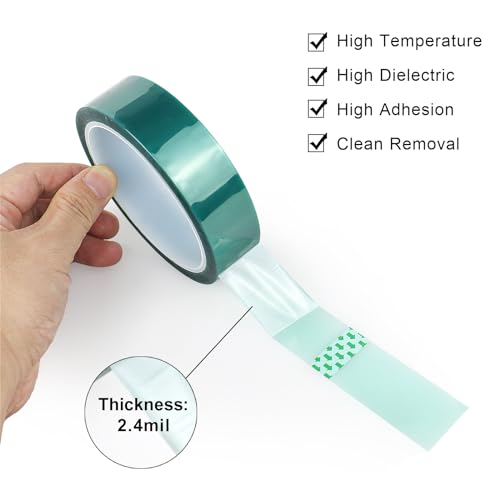 BOMEI PACK High Temp Tape Powder Coating, High Temperature Masking Tape 3 Rolls x 1 inches x 324 Feet, Heat Resistant Tape, Epoxy Release Tape Ideal for Painting, Powder Coating, Circuit Boards - size: 1'' x 108ft