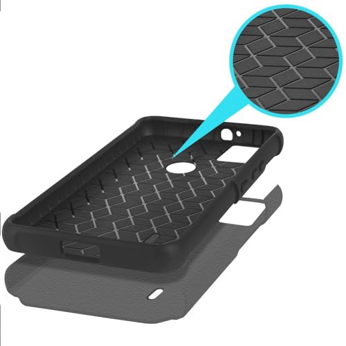 for AT&T SL112A 6782D / Cricket SL112C Shockproof Ring Stand Hybrid Cover Phone Case + Tempered Glass + Extreme Band + Stylus Pen + Pry Tool (Gray) - color: Gray