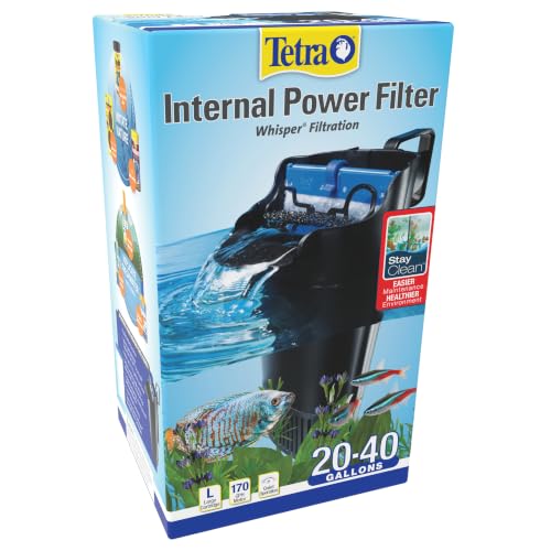 Tetra Whisper 170 GPH Internal Power Aquarium Filter | Whisper Quiet, 3-Stage Filtration, Space-Saving Internal Filter Clips on Tank, For Aquariums up to 40 Gallons - size: 20 - 40 Gallons