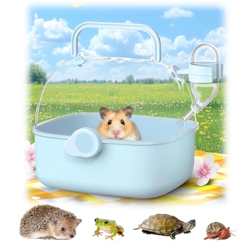 Portable Hamster Carrier Cage for Travel - Acrylic Small Animal Cage with Ventilation Holes,Escape-Proof Hamster Travel Cage for Outdoor Picnics, Vet Visits(Blue) - color: Blue