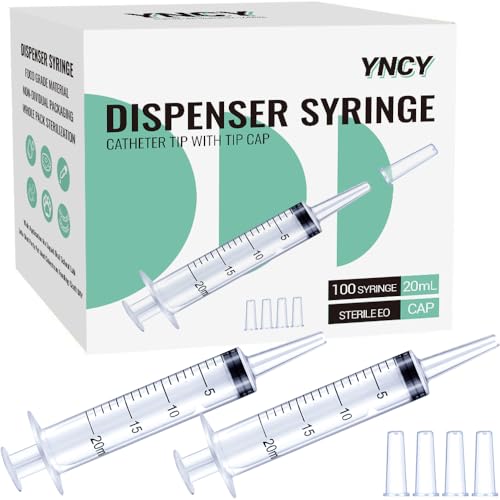 100 Pack 20ml Syringes with Cap for Liquid, 20cc syringe Whole Pack Bulk Sterile Sealed, No Needle - color: 20ML, size: 100 pcs