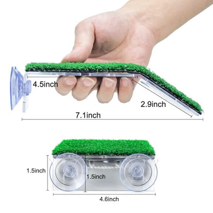 Keedolla Turtle Resting Basking Platform Simulation Grass Turtle Ramp, Lawn Tortoise Climbing Ladder Turtle Resting Terrace for Reptile Frog Terrapin - Middle - size: Medium