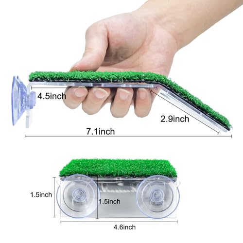 Keedolla Turtle Resting Basking Platform Simulation Grass Turtle Ramp, Lawn Tortoise Climbing Ladder Turtle Resting Terrace for Reptile Frog Terrapin - Middle - size: Medium
