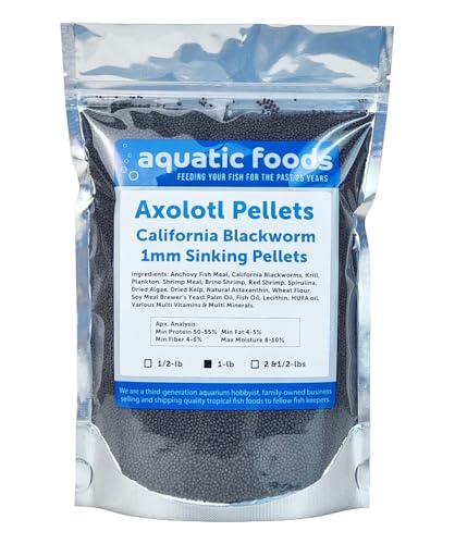 Axolotl Blackworm Pellets. 1mm-1/32 Sinking California Blackworm Micro Pellets for Baby Axolotl, Shrimp, Salamanders, Frogs, Snails, Newts…1-lb Pouch Bag - size: 1 Pound (Pack of 1)