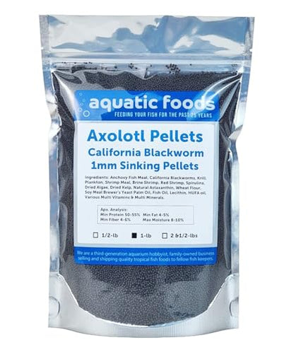 Axolotl Blackworm Pellets. 1mm-1/32 Sinking California Blackworm Micro Pellets for Baby Axolotl, Shrimp, Salamanders, Frogs, Snails, Newts…1-lb Pouch Bag - size: 1 Pound (Pack of 1)