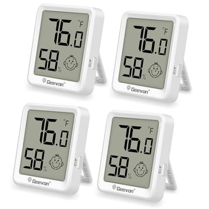 Geevon 4 Pack Mini Digital Hygrometer Gauge Indoor Thermometer – LCD Monitor Temperature with Comfort Index,Outdoor Humidity Meter for Home House Office Garden and Cellar - size: 4 pack, style: Modern