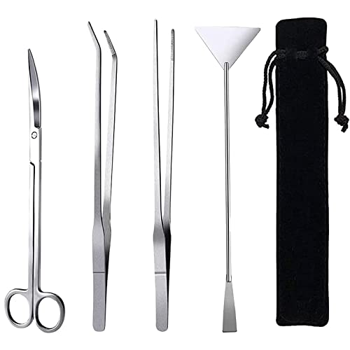 15in Aquascaping Tools, 4 in 1 Long Aquarium Tweezers Scissors Spatula, Stainless Steel Aquatic Plants Aquascaping Tools Set for Fish Starter Kits, Aquariums Tank and Terrarium