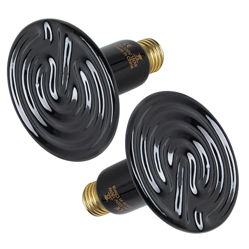 HealSmart 150W Reptile Heat Lamp Ceramic Heat Emitter, No Light Emitting Heat Bulbs, Suitable for Snake/Lizard/Spider, Plant Growth and Incubating Chicken, 2-Pack - size: 150 Watts, style: D-105mm (4.13")