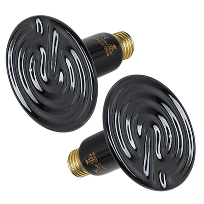 HealSmart 150W Reptile Heat Lamp Ceramic Heat Emitter, No Light Emitting Heat Bulbs, Suitable for Snake/Lizard/Spider, Plant Growth and Incubating Chicken, 2-Pack - size: 150 Watts, style: D-105mm (4.13")