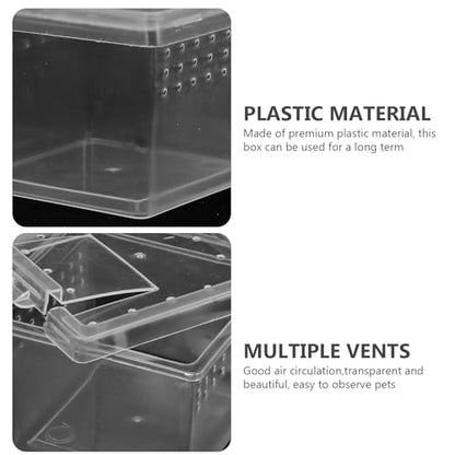 FRCOLOR Clear Plastic Insect Feeding Box Small Critter Keeper Portable Mini Terrarium Cage 2.76X2.76X1.77In Ideal for Reptiles Amphibians and Small Animals