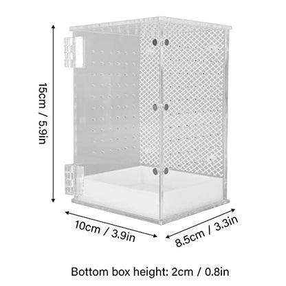 Acrylic Reptile Terrarium Tank Paludarium Habitat Tank with Magnetic Door Ventilation Holes for Tarantula Frog Leopard Gecko (S) - size: S