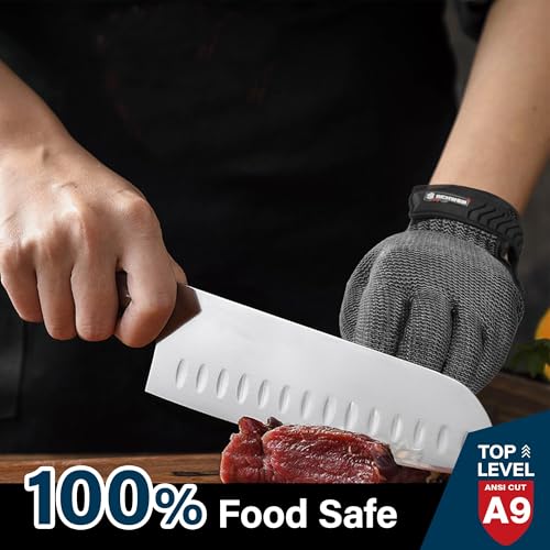 Schwer Ultimate Cut Resistant Gloves Beyond ANSI A9, Reinforced Stainless Steel Glove, Food Grade Mesh Metal Gloves for Butcher Meat Cutting, Oyster Shucking, Mandoline, PR1708 (M, 1 Pcs) - size: Medium (Pack of 1), style: 4.0 Reinforced Steel