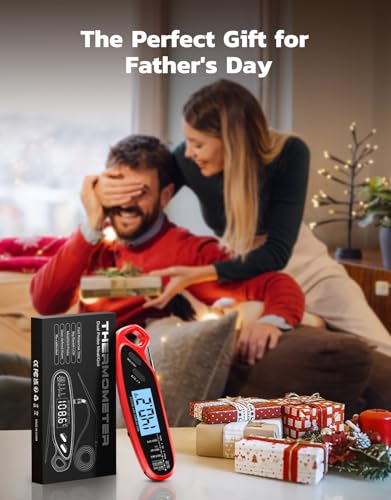 Instant Read Meat Thermometer Digital with Dual Probe | Large Backlit, Calibration, Food Thermometer for Cooking, Grilling, Smoker, BBQ, Candy, Oil Fry, Kitchen, Gifts for Men - color: Red
