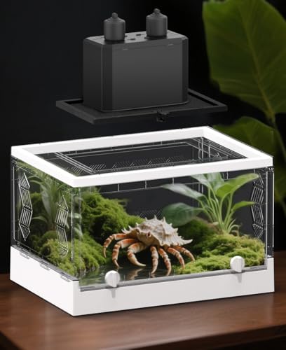 Large Portable Reptile Tank with Multi-Observation Perspective Foldable and Bottom Pulley, Ideal Habitat for Gecko, Frog, Spider and so on (White Extra Large) - color: White Extra Large