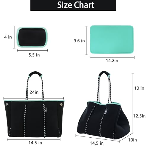 Hibala Neoprene Multipurpose Beach Bag,Gym/Travel/Pool Bag,Tote For Women&Men - color: Black