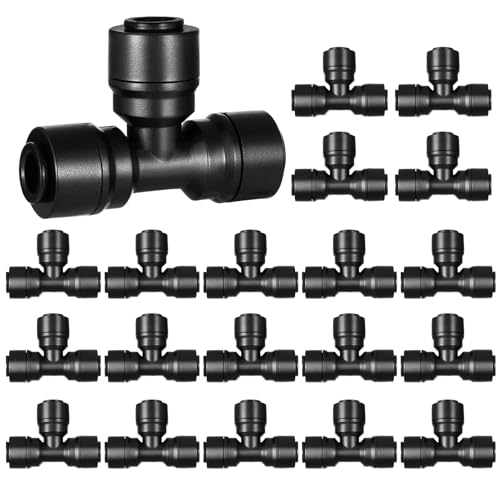 20 Pack 1/4" Irrigation Fittings Tee Connectors,Quick Connect | Push to Connect Fittings,Locked Anti-Drip,1/4 Inch Irrigation Tubing Fittings,for Garden 1/4 Drip Irrigation System - size: 20 Pack 1/4" Tee