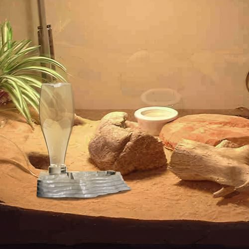Automatic Reptile Water Dish 13.5Oz Reptile Water Bowl Bearded Dragon Leopard Gecko Snake Lizard Terrarium Tank Accessories… (Grey) - color: grey