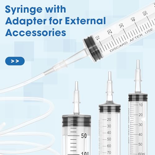 150mL Plastic Syringe for Liquid - 3 Pack Large Syringes with Adapter | Individually Wrapped for Scientific Labs, Feeding, Oil Filling - style: 150mL